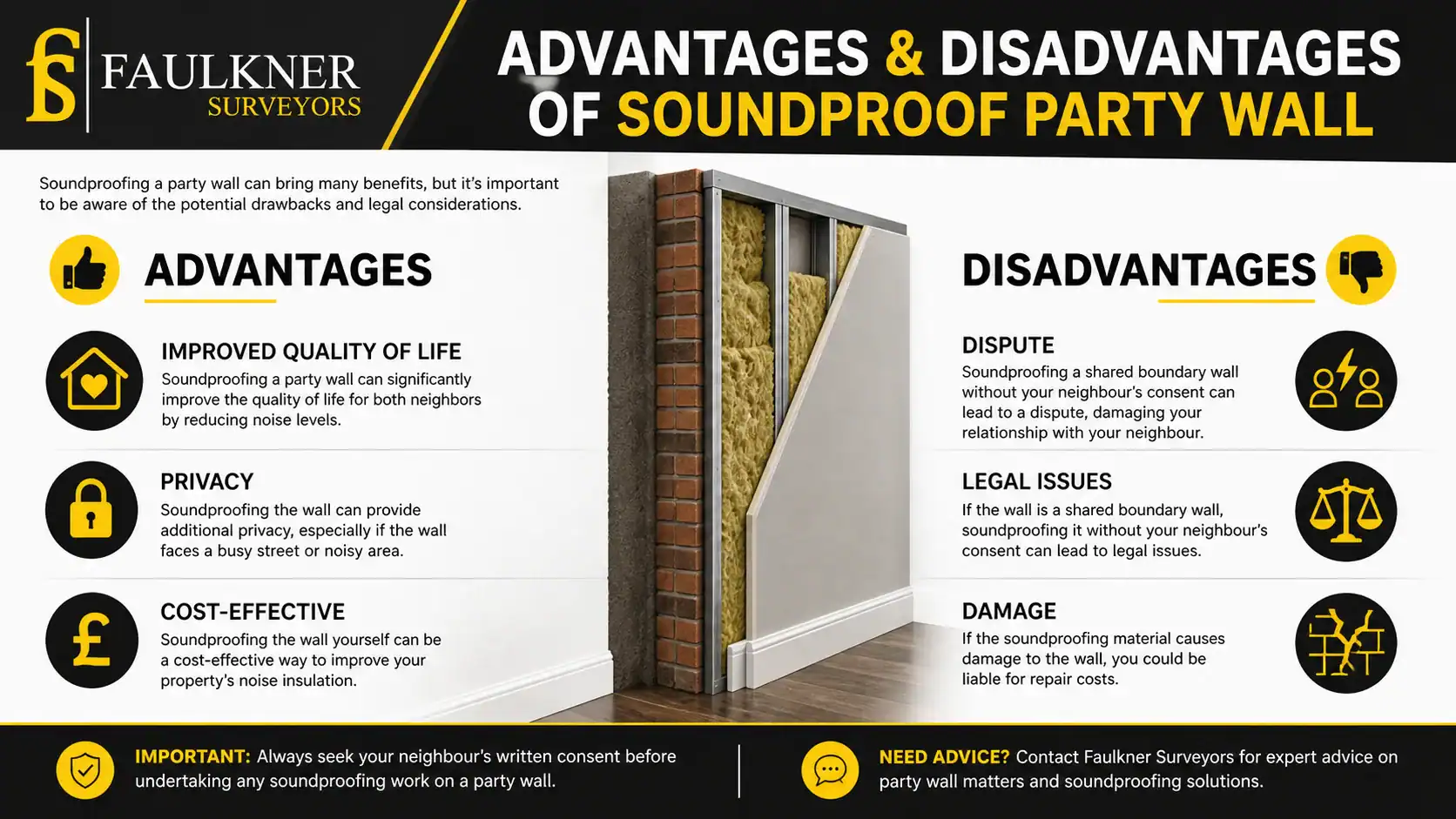 Can you soundproof a Party wall? 2 Advantages and Disadvantages of Soundproof Party Wall St-Albans