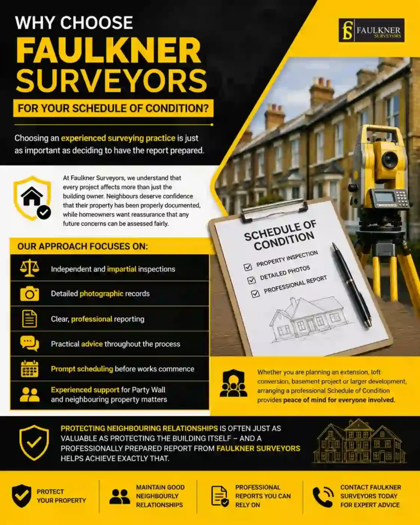 Schedule of Condition: What It Is and Why It Protects Both Neighbours 3 Why Choose Faulkner Surveyors for Your Schedule of Condition St-Albans?